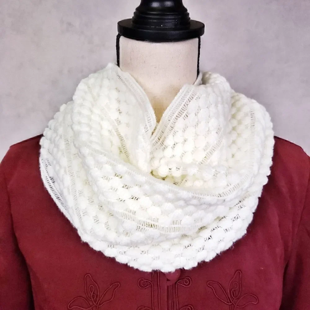 Francesca's ivory knit wide infinity loop scarf